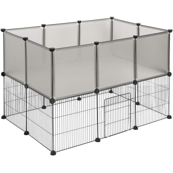 Meilleurs prix pour EUGAD Enclos pour Lapin Parc pour Chiot Hamster Rongeur Chat Chaton avec Porte métal réglable DIY 20 Panneaux Gris
