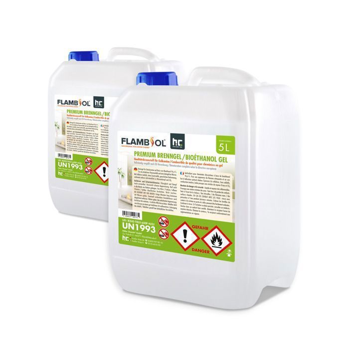 Gel combustible bioéthanol FLAMBIOL® Premium en bidon de 5 pour cheminées intérieures et extérieures - vue 3