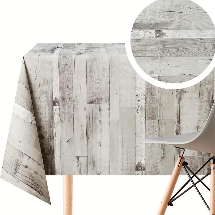 Nappe PVC KP HOME - Imitation Bois 200x140 Cm - Imperméable Et Facile à Nettoyer