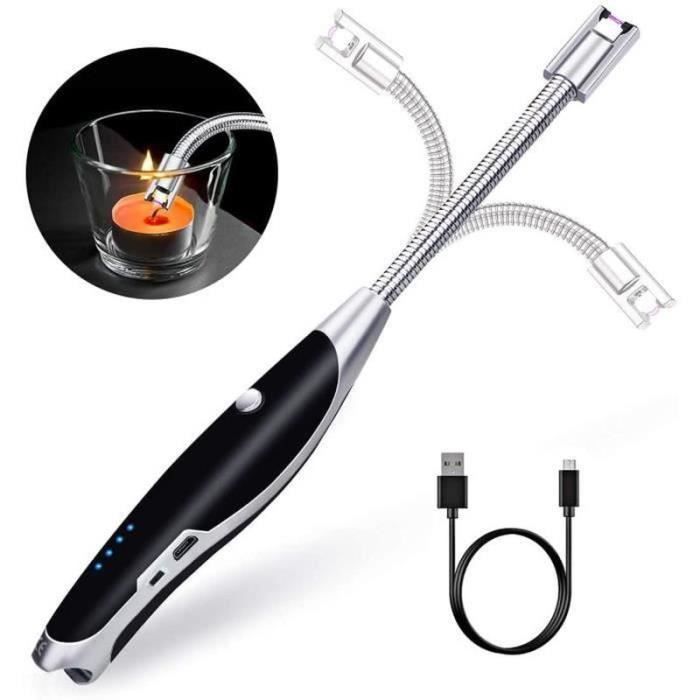 Briquet Électrique Rechargeable USB - Arc Plasma Sans Flamme - Col Flexible 360° - Noir Et Argent