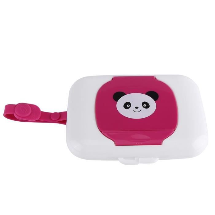 Boîte à Lingettes Bébé Réutilisable - Distributeur Portable Pour Poussette Et Sac - Fermeture Bouton - Avec Dragonne - Couleurs Assorties