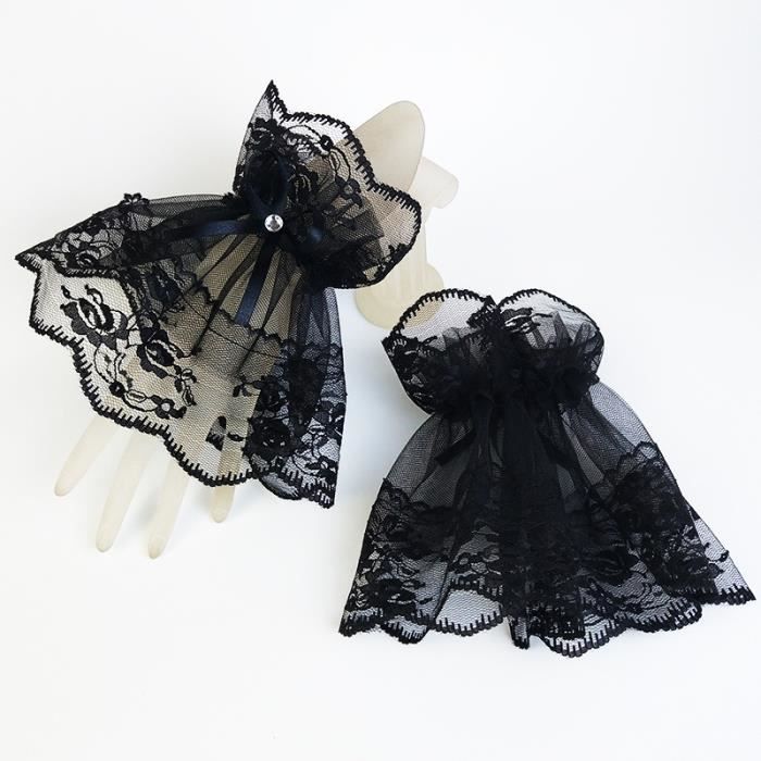 Set Collier Ras-du-Cou + Gants Dentelle Gothique – Accessoire Vampire, Halloween, Cosplay – Femme, Élégant, Confortable