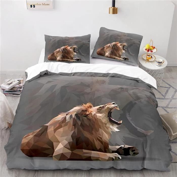 Lion Housse De Couette Lion Dans La Prairie Imprimé Housse De Couette Thème Animal 220x240cm[589