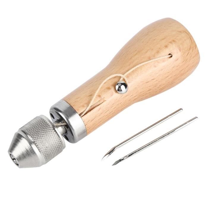 Poinçon à coudre - Tbest - Kit daiguille dalène - Bois de hêtre - Outil de couture cuir - Durable