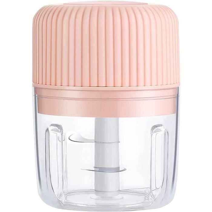 Hachoir électrique à Ail - Mini Hachoir Portable - 250 Ml - Hachoir à Oignons - Mélangeur à Légumes - Robot Alimentaire Sans Fil Pour Gingembre, Piment, Fruits, Viande, Etc