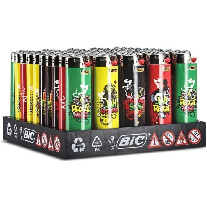 Lot 50 Briquets BIC Maxi Assortis – Couleurs Vives, Jusqu'à 3000 Allumages, Fiables Et Sécurisés