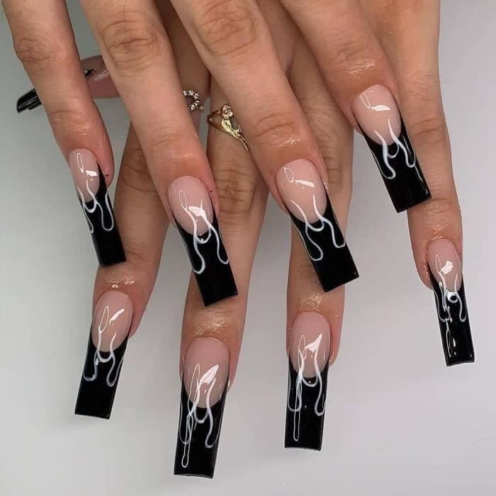Faux Ongles Noir Ballerine Longs main image 1