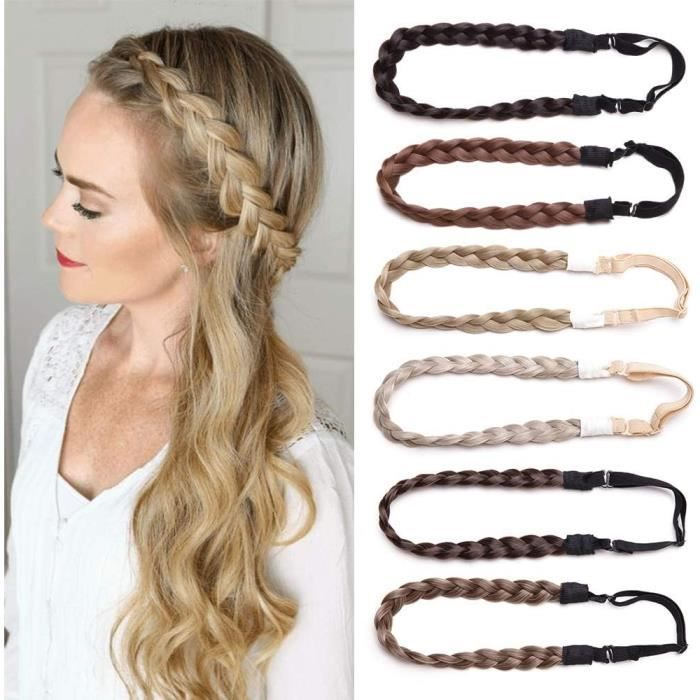 Elailite Tressé Bandeau Tresses Cheveux Postiche Synthétique Extension Pour Femmes Dames Filles Accessoire De Beauté (S/27g) # Blanc Pâle/Blond Clair