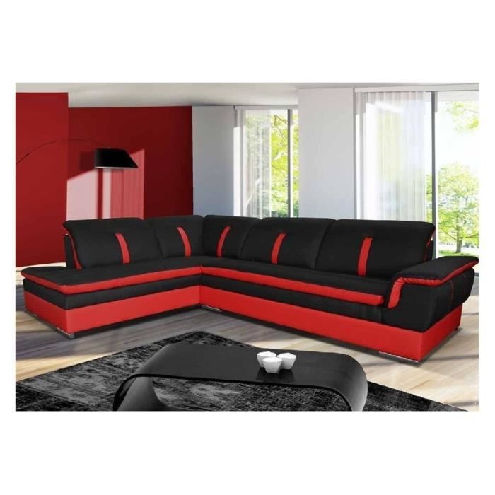 Canape D Angle Convertible Emma Tissu Angle Gauche Noir Et