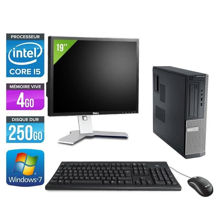 Pc de bureau Dell 390 DT - i5 - 4Go- 250Go HDD - W7 +Ecran 19'' - Informatique