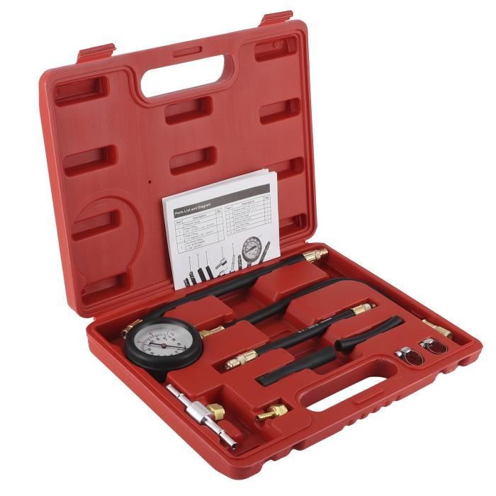 Manomètre De Compression Pour Moteur Essence - Jauge Double échelle PSI/bar - Kit Complet Avec Adaptateurs Et Tuyaux - 4