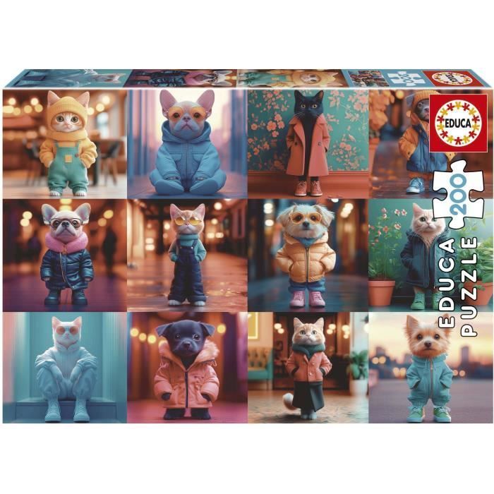 Puzzle EDUCA Animaux à la Mode 200 pièces Activité ludique Développe la concentration