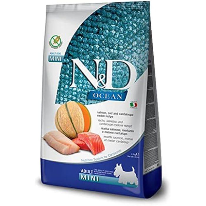 Croquettes pour chien FARMINA ND OCEAN SALMON BACALAO MINI 2 5kg - Nourriture pour chien de petite taille Croquettes pour chien FARMINA ND OCEAN SALMON BACALAO MINI 2 5kg - Nourriture pour chien de petite taille