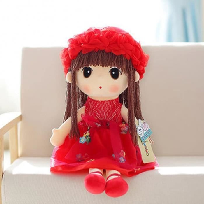 ISAKEN Poupée De Chiffon 45 Cm – Peluche Douce En Cristal, Coton PP, Mignonne Fille Princesse, Cadeau Anniversaire/Noël, Déco Chambre