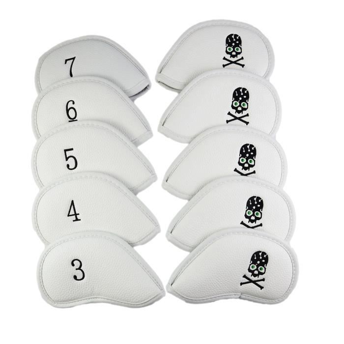 10 pièces Universel PU Golf Fer Capuchon, Crâne Broderie Club Tête