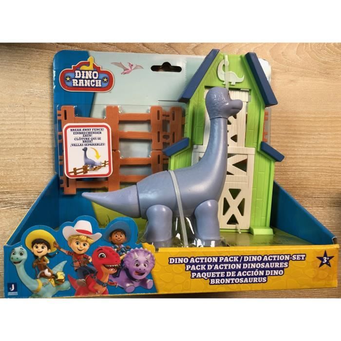 Dino Ranch – Pack Action Brontosaure – Figurine Mobile Avec Clôture De 4 Pièces – Jouet Enfant Dès 3 Ans