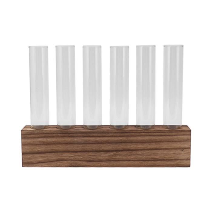 Station Propagation Plantes PEALOVCOM - 10 Tubes Verre Borosilicate + Support Bois - Vase Suspension