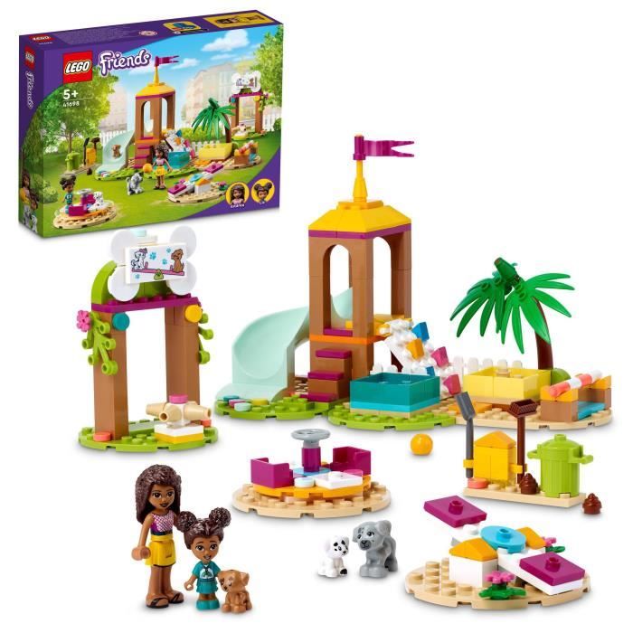 LEGO® 41698 Friends L'Aire De Jeu Pour Chien Jouet Pour les Enfants de 5 Ans et Plus, avec Toboggan et Mini-Poupée, Idée Cadeau