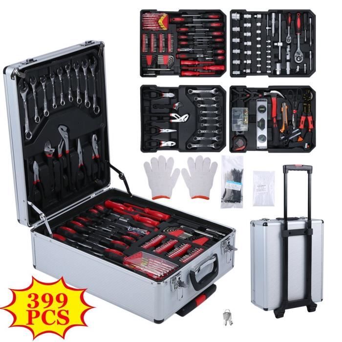Malette à outils complète - Valise multi outils 399 pièces - Coffret outil  trolley - Cdiscount Bricolage
