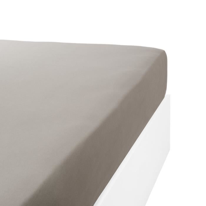 LINANDELLE - Drap housse coton jersey extensible lit double articulé PAPILLON - Gris - 100x200 cm LINANDELLE - Drap housse coton jersey extensible lit double articulé PAPILLON - Gris - 100x200 cm