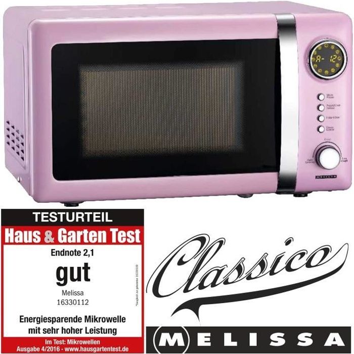 Four à micro-ondes - MELISSA - 16330112 - 700 W - 20 L - Design rétro rose pink