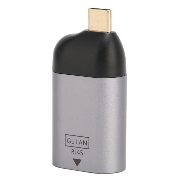 Adaptateur USB-C Vers Ethernet Gigabit - Conception Mâle RJ45/femelle USB-C, Plug & Play, Portable