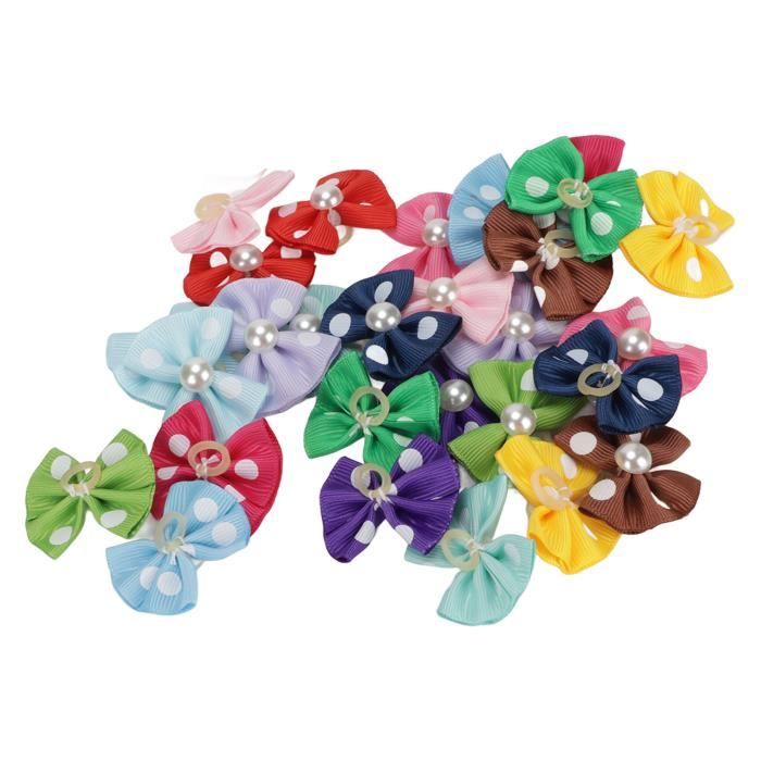 Comparer les prix de Lot de 28 nœuds papillon pour chien MOTHINESSTO - Accessoire de coiffure mignon et attrayant en polyester rose