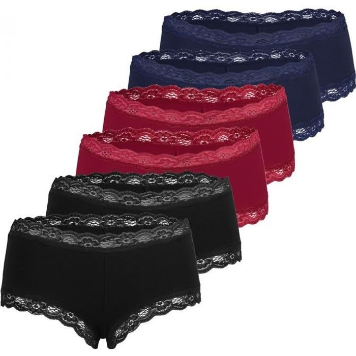 Fabio Farini Lot de 6 slips pour femmes avec une jolie bordure en