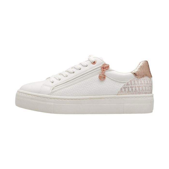 Baskets Femme Tamaris - Blanc - Synthétique - Compensé - Zip
