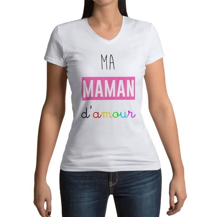 T-shirt col V - Maman d'amour - Femme