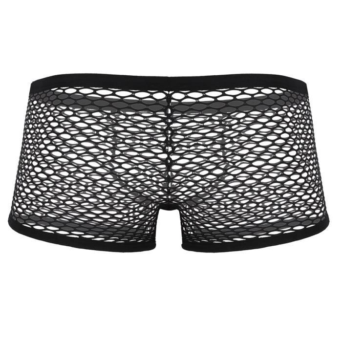 Inlzdz Boxer Homme Resille Sexy String Transaprent Boxeur Trunk Calecon Fishnet Short M XXL Noir Noir Cdiscount Pret a Porter