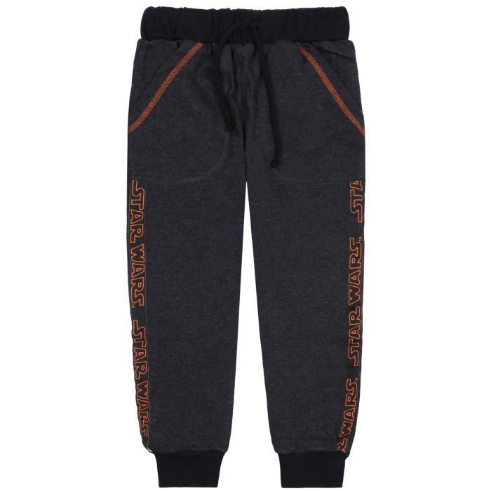 Pantalon de survêtement enfant - STAR WARS - Gris avec motif et bandes noires - Confortable et de haute qualité