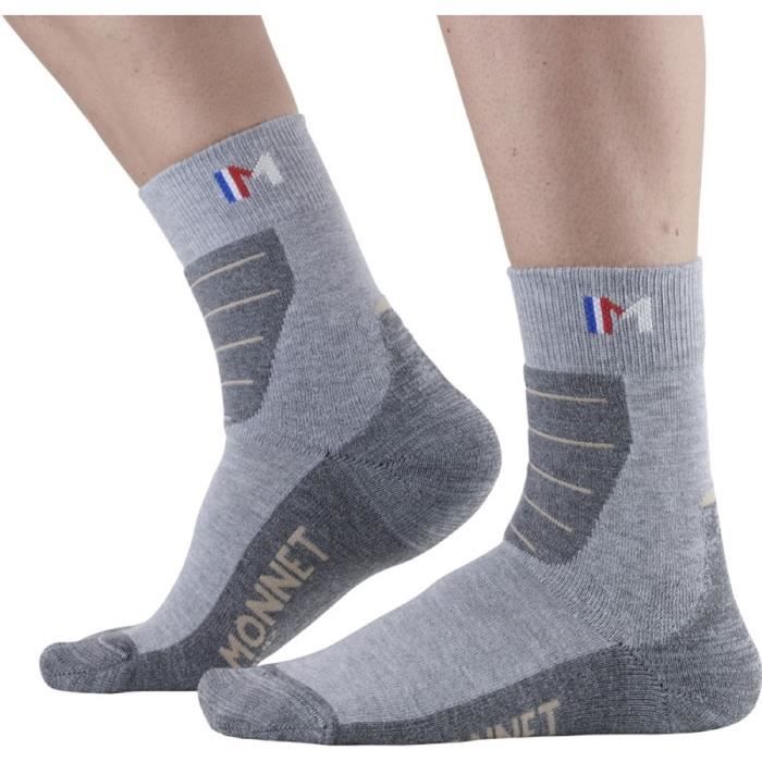 Chaussettes Techniques MONNET Made In France - 22% Laine Mérinos - Renforts Ergonomiques - Mixte