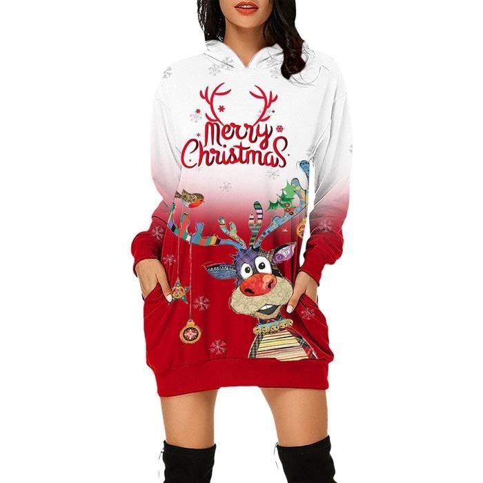 Sweat-shirt à Capuche De Noël Femme - Manches Longues, Imprimé Festif, Tissu Doux, Coupe Décontractée