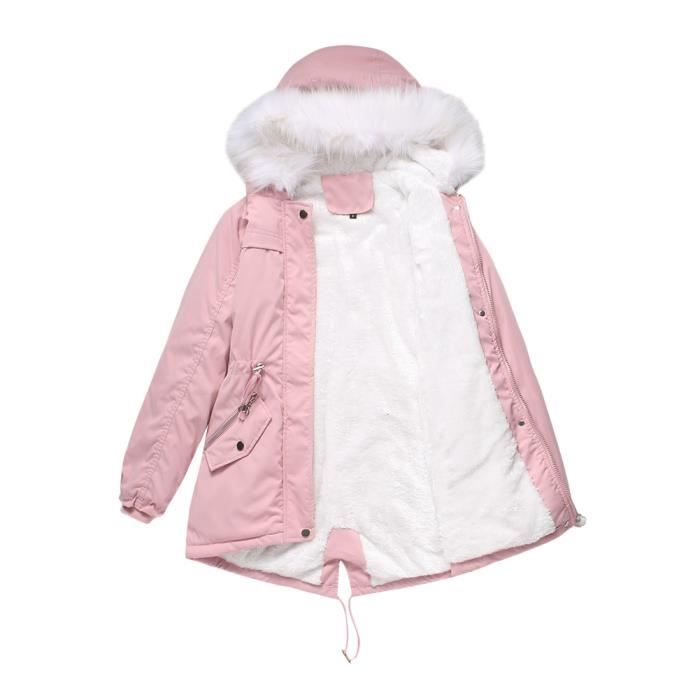 Veste Hiver Fille Doudoune Capuche - Coton Polaire - Coupe Mi-longue - Épaisse Et Chaude - Tailles 90 à 160 Cm