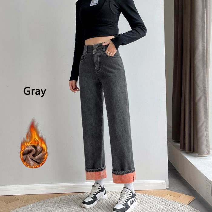 Legging Thermique Femme Doublé Polaire – Taille Haute, Coupe Skinny, Pour Sport & Hiver (Denim)