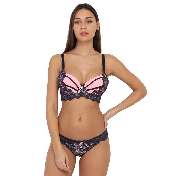 Ensemble Push-up Etam - Soutien-gorge Balconnet Armature, Bonnet B, Taille S, Rose, Parfait état !