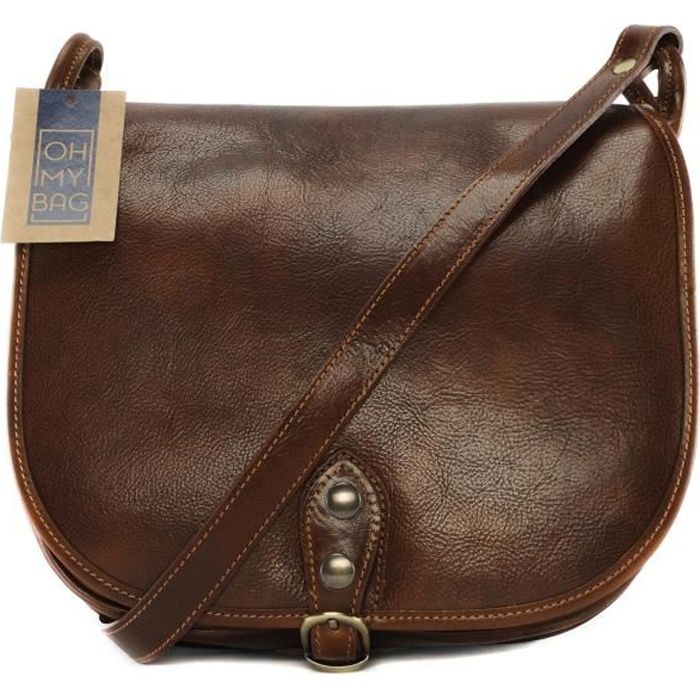 Sac à main femme cuir souple OH MY BAG Modèle Verlaine Marron moyen Bandoulière Lisse