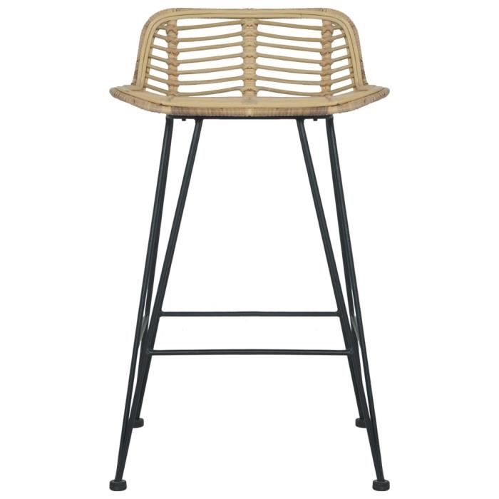 Chaises de bar - OMABETA - Lot de 2 - Rotin Naturel - 46x48x79 cm - Intérieur
