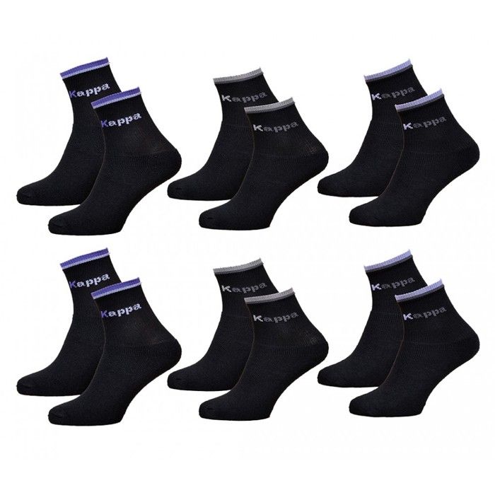 Chaussettes - KAPPA - Modèle Tennis - Pack de 6 Paires - Couleurs variées - Taille 36/40