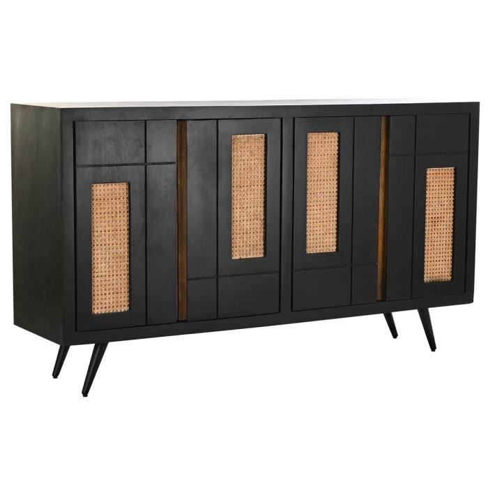 Commode Meuble de rangement en métal noir et bois de manguier