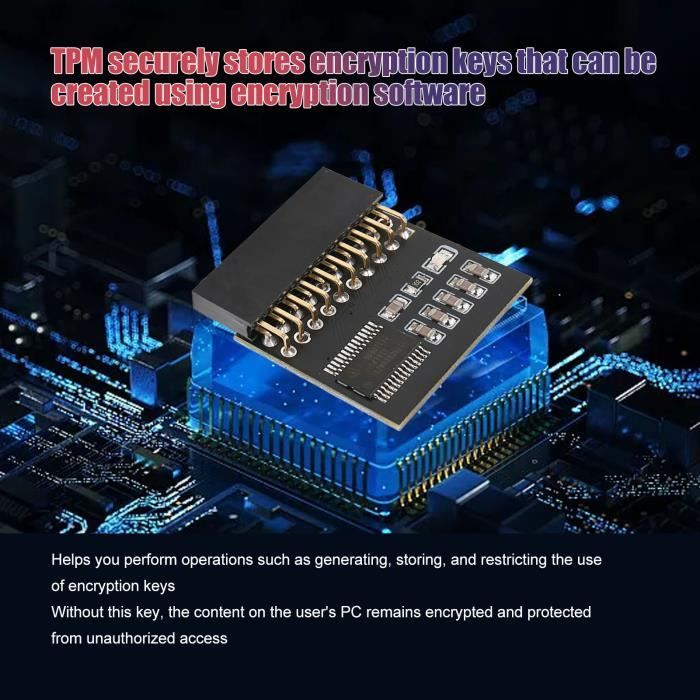 Module TPM 2.0 20 Broches - Sécurité Cryptage Pour Carte Mère - Compatible Gigabyte, Remplacement Sécurité PC - 5