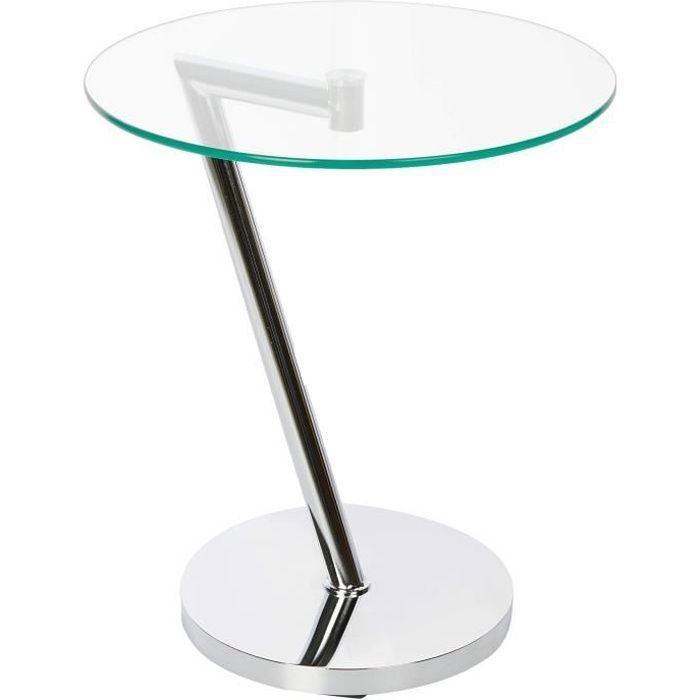 relaxdays table d'appoint ronde verre clair table café console table basse hxlxp: 52 x 45 x 45 cm, argenté