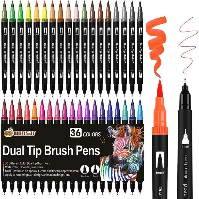 Feutres Pinceaux Couleurs 80 Stylo Aquarelle Dual Brush Pen pour Coloriage Adulte Dessiner