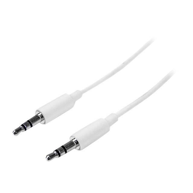 Câble audio stéréo Mini-Jack 3,5 mm slim de 2 m - Cordon audio jack - 2x 3,5 mm M/M - Blanc - MU2MMMSWH