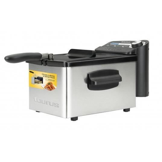 Friteuse Taurus Professional 3 Plus Compact de 2100W, capacité de 3L, pour 4 à 5 portions, température réglable, système filtrage