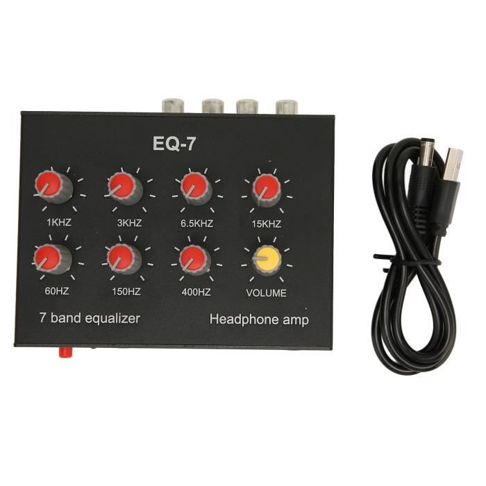Égaliseur sonore 7 bandes - Tbest - Réglage des basses élevées de 12 dB - Alliage daluminium - Noir