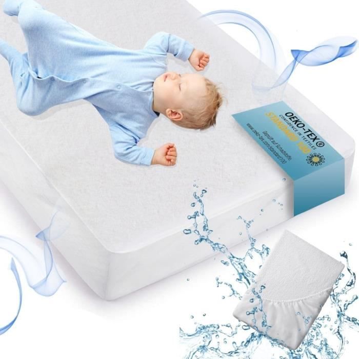 Alèse lit bébé protège matelas imperméable en coton 120X60