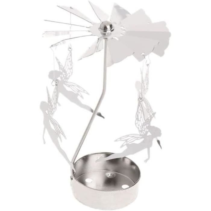 Chandelier Rotatif Chouette Argenté - Porte-Bougie Tournant Pour Décoration Enfant Et Ambiance Romantique