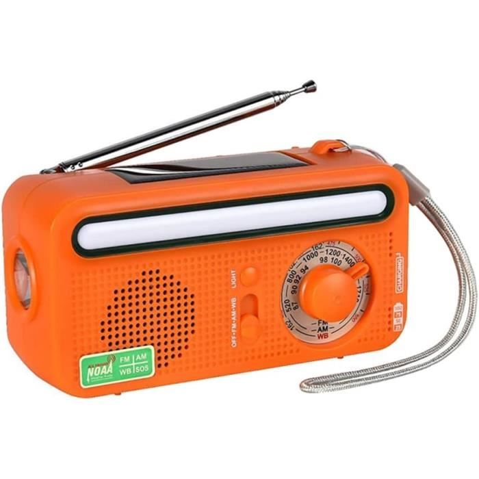 Radio D'Urgence, Radio Météo À Manivelle Solaire, Chargeur De Téléphone Portable 2000 Mah Avec